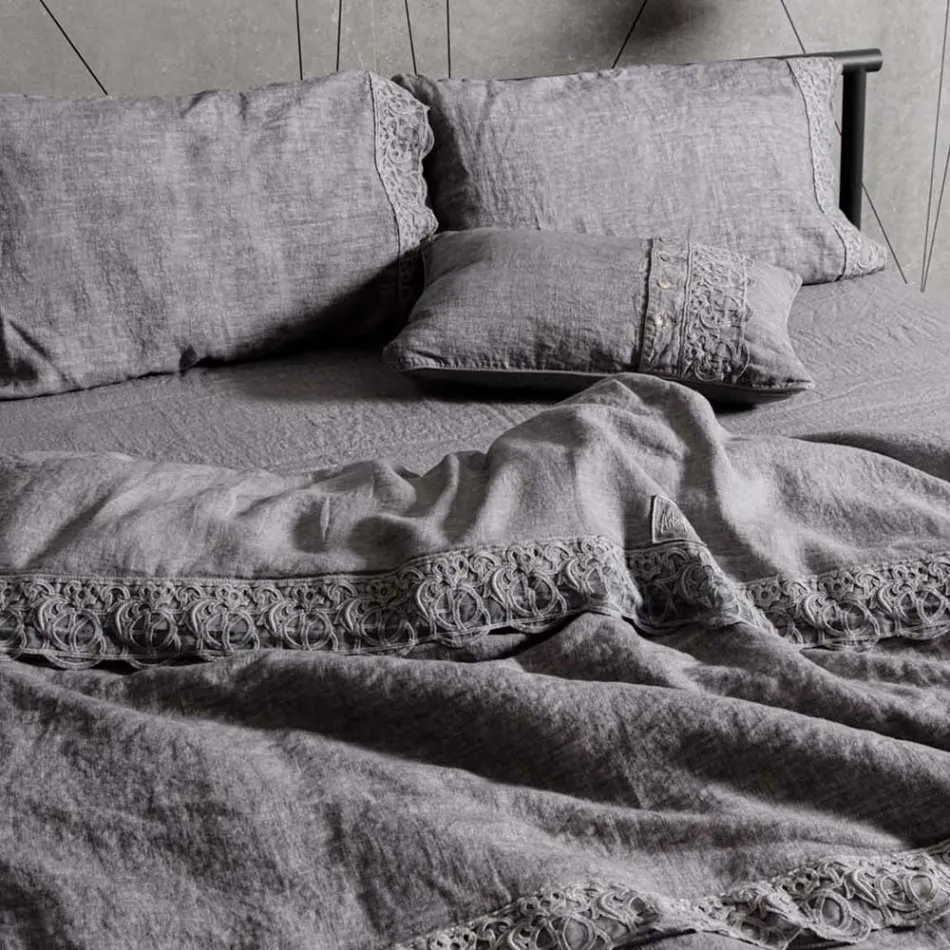 Förvaringsväska för påslakan av linne med Sinergiaspets och knappar - Energis Viadurini