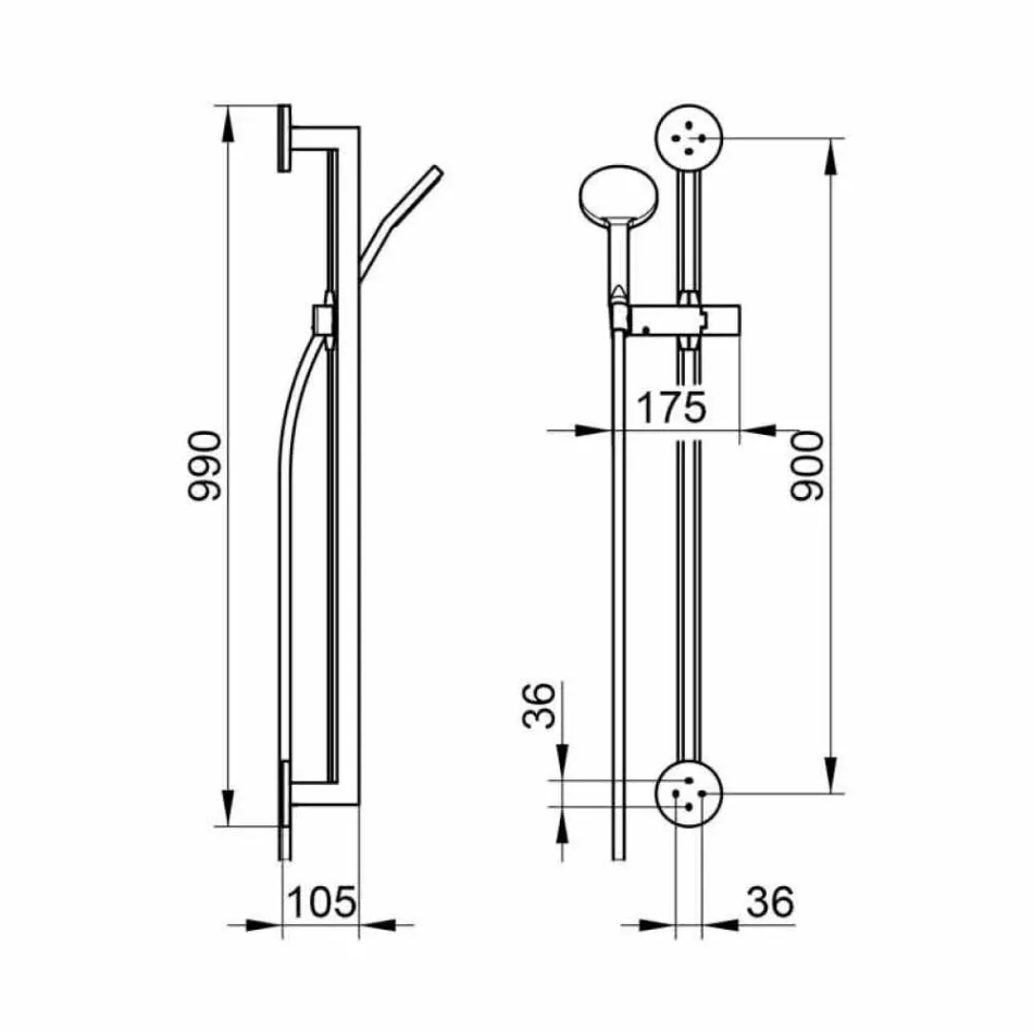Duschstång med designkromad metallhanddusch - Girino Viadurini