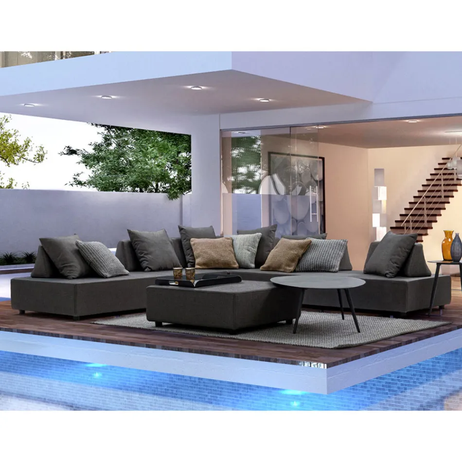 Utomhushörnlounge i modern design i homemotion-tyg - Benito Viadurini