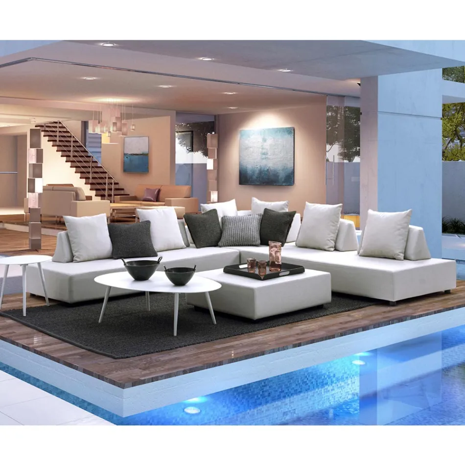 Utomhushörnlounge i modern design i homemotion-tyg - Benito Viadurini