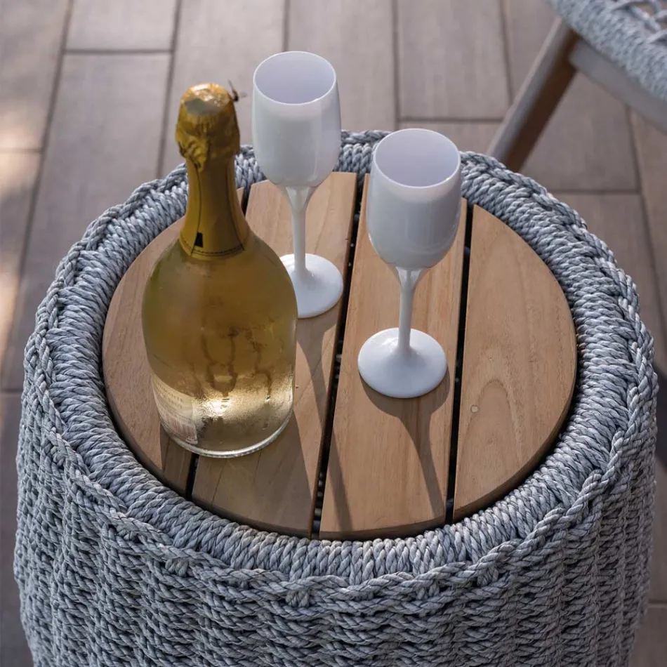 Modular Garden Lounge i teak och handvävt rep - Arjuna Viadurini