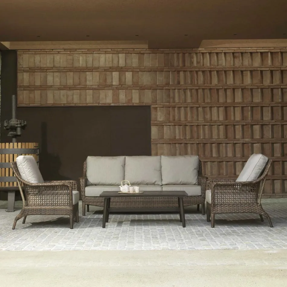 Vardagsrum bestående av 2 fåtöljer, 1 soffa och 1 soffbord - paraply Viadurini