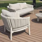 Vardagsrum bestående av 2 fåtöljer, 1 soffa och 2 soffbord i aluminium - Fusion Viadurini