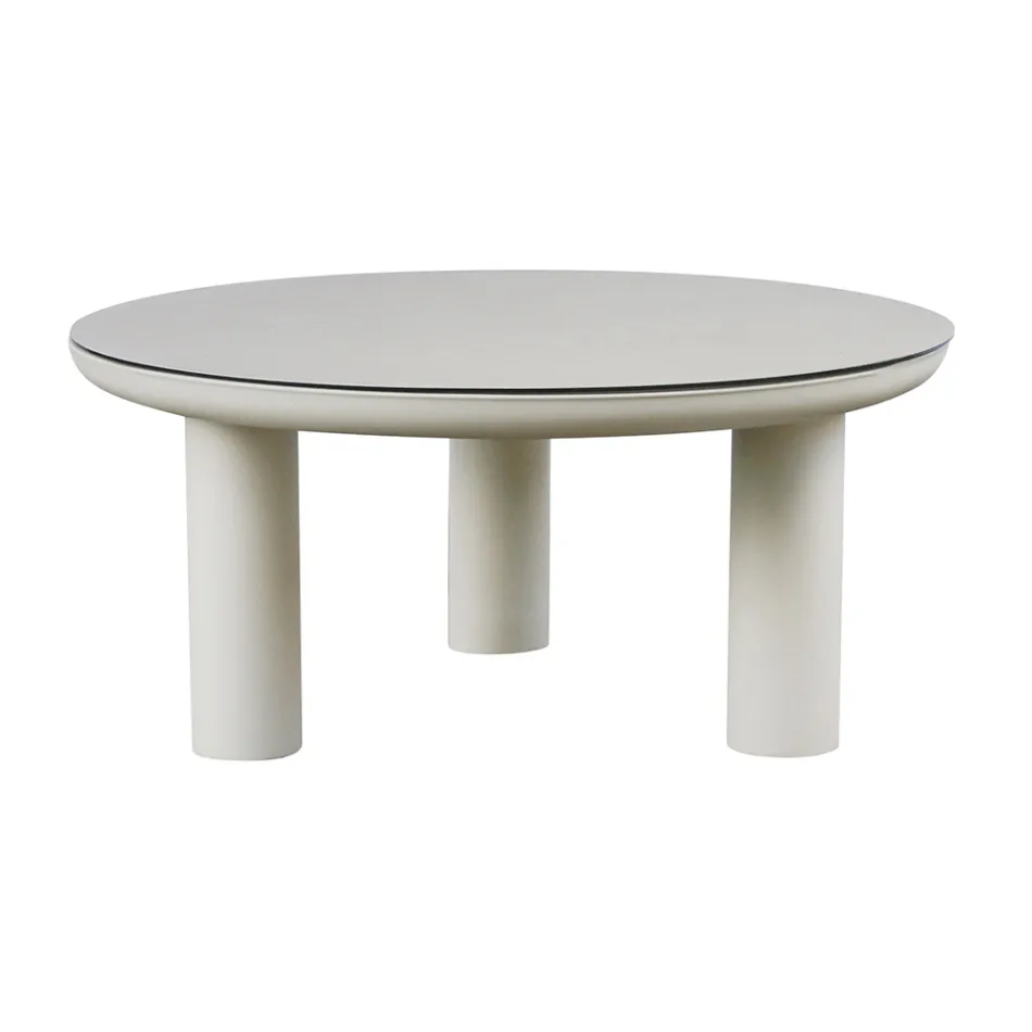 Vardagsrum bestående av 2 fåtöljer, 1 soffa och 2 soffbord i aluminium - Fusion Viadurini