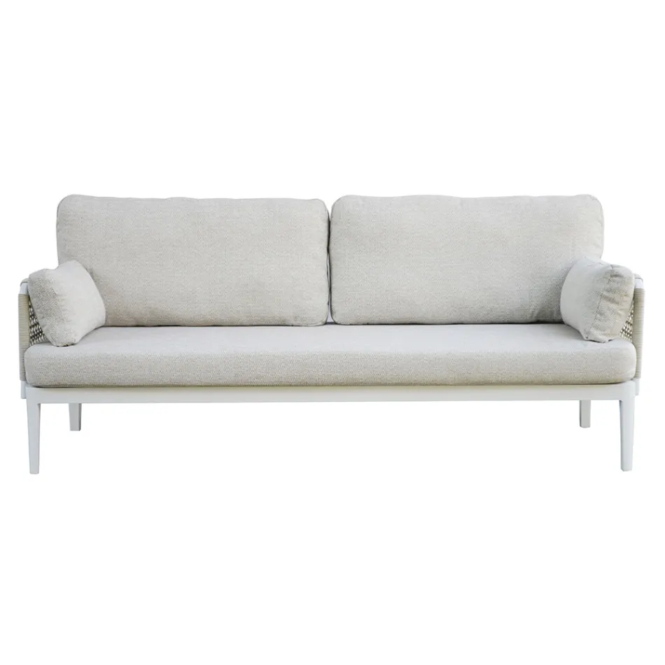 Vardagsrum bestående av 2 fåtöljer, 1 soffa och soffbord i aluminium - Symphony Viadurini