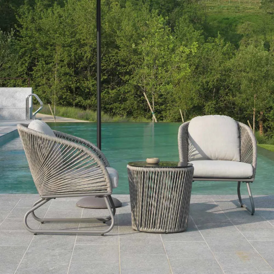 Vardagsrum bestående av 2 fåtöljer med soffbord - Resväska Viadurini