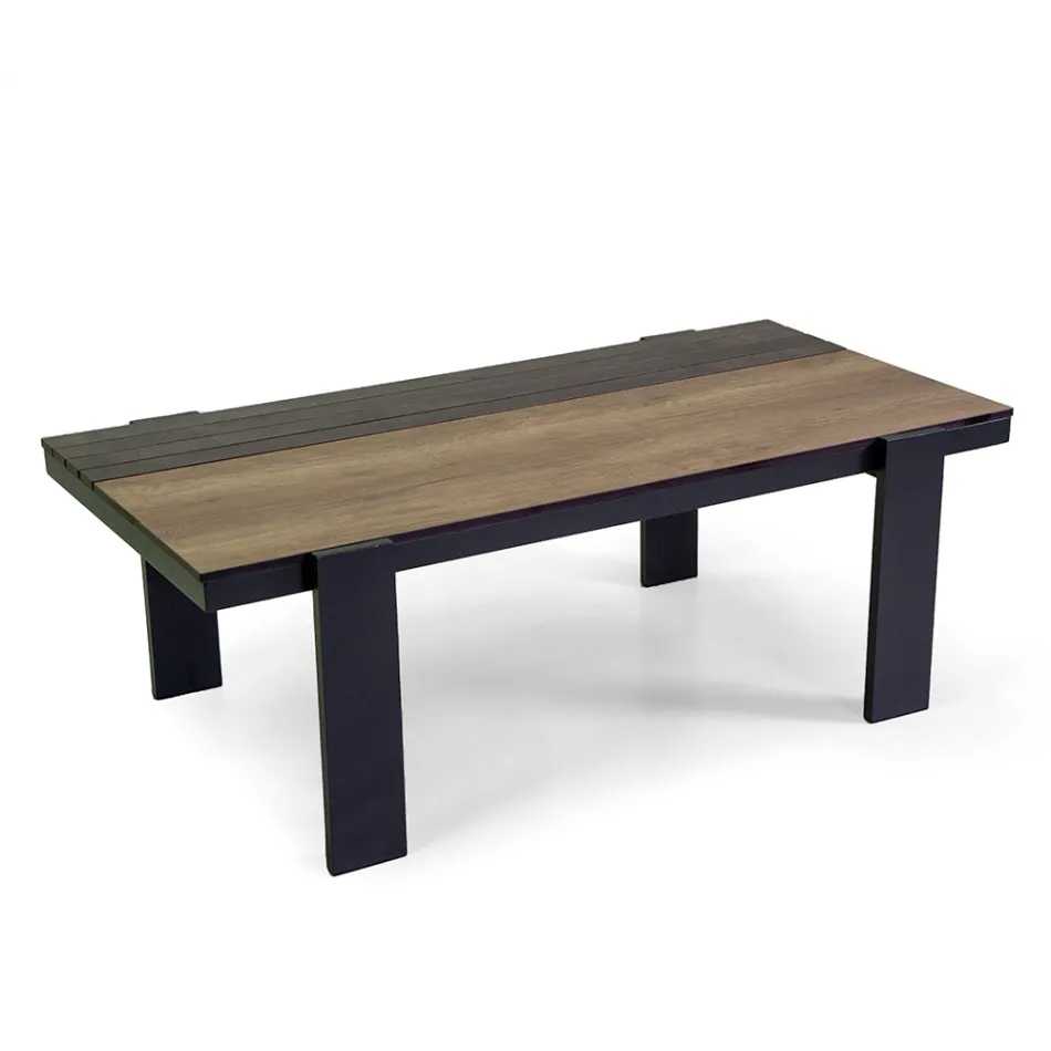 Vardagsrum utomhus bestående av 1 soffa, 2 fåtöljer och 1 soffbord - Righello Viadurini