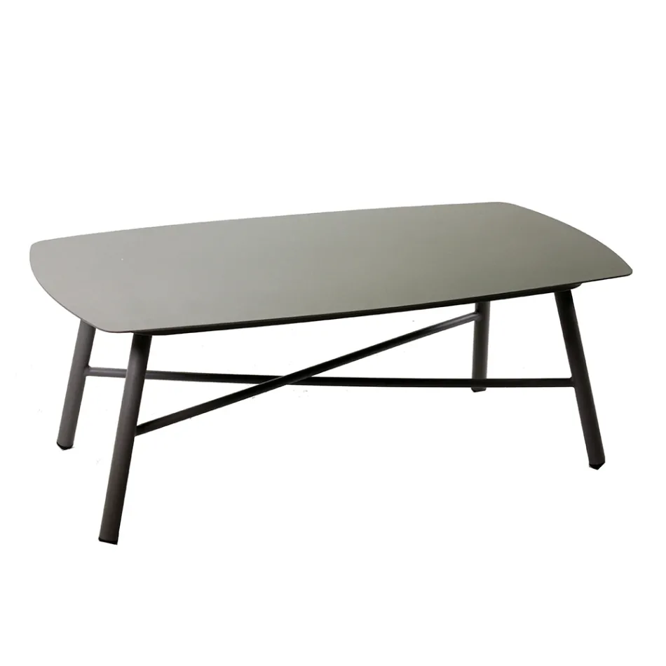 Vardagsrum utomhus bestående av 1 3-sitssoffa, 2 fåtöljer och 1 soffbord - Righello Viadurini