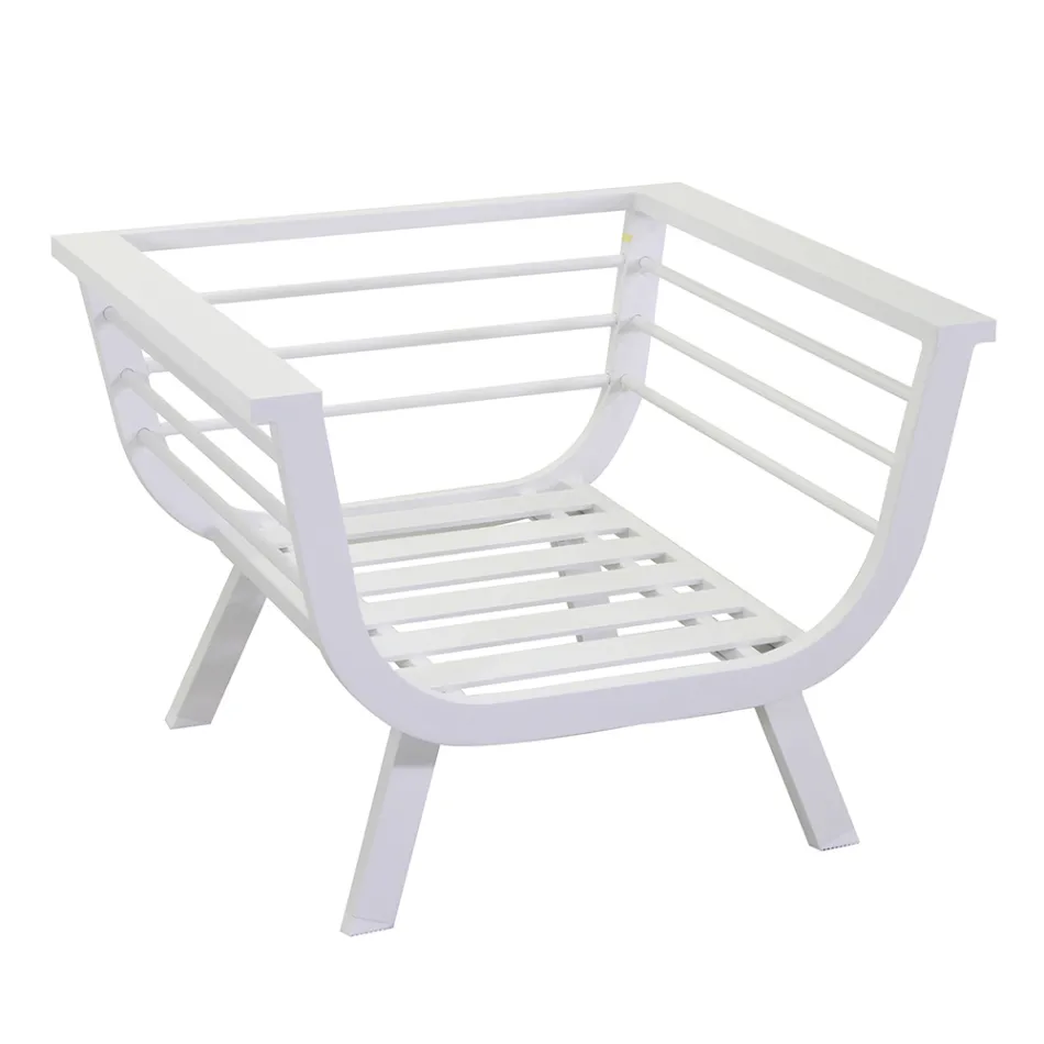 Vardagsrum utomhus bestående av 1 3-sitssoffa, 2 fåtöljer och 1 soffbord - Righello Viadurini