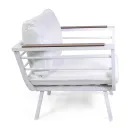 Vardagsrum utomhus bestående av 2 fåtöljer och 1 bord i aluminium - Righello Viadurini