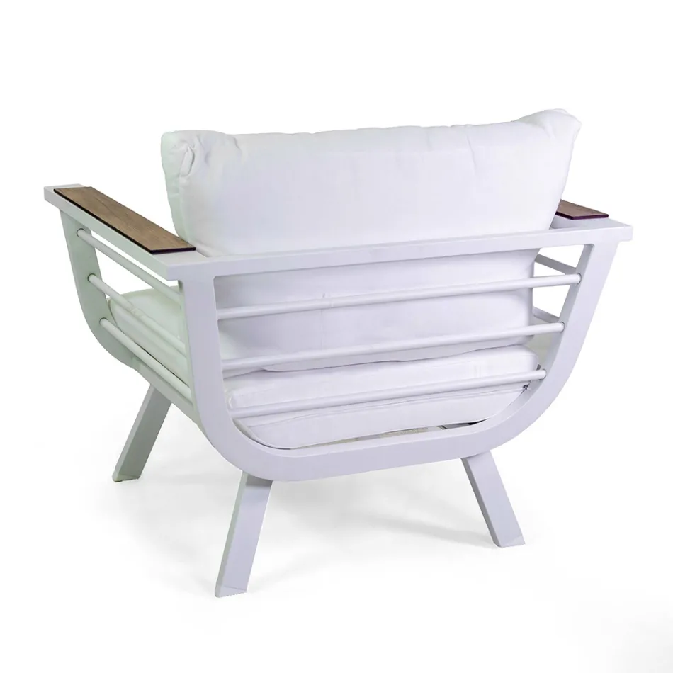 Vardagsrum utomhus bestående av 2 fåtöljer och 1 bord i aluminium - Righello Viadurini