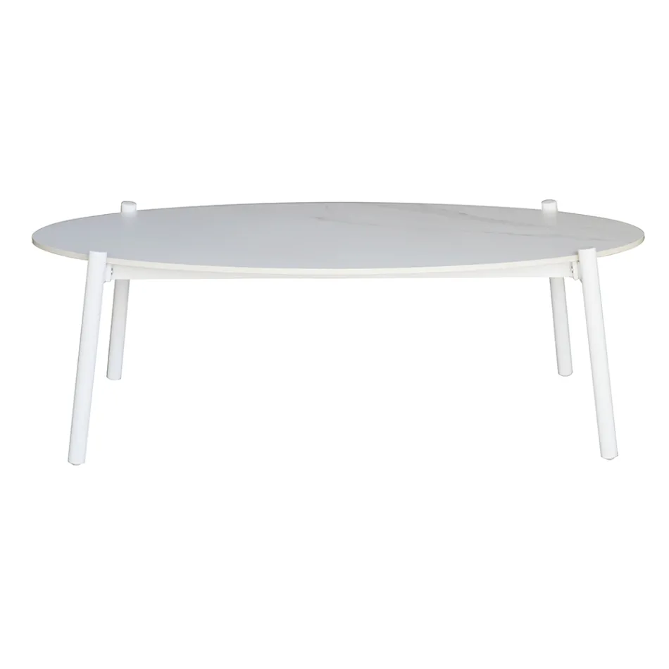 Utomhusvardagsrum med dynor och rundade armstöd - Zenith Viadurini