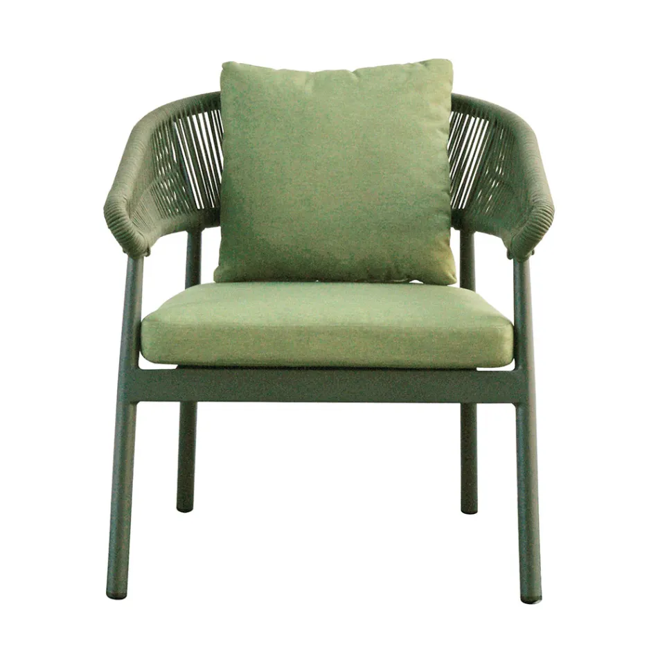 Utomhusvardagsrum med dynor och rundade armstöd - Zenith Viadurini