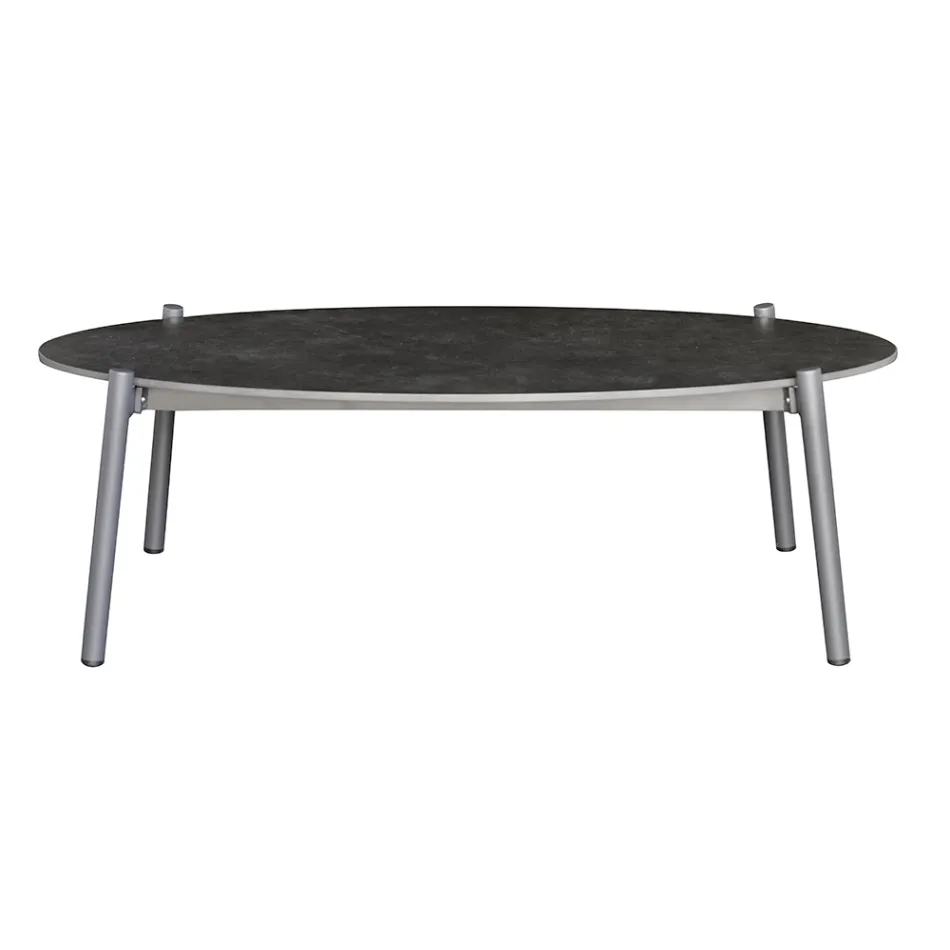 Utomhusvardagsrum med dynor och rundade armstöd - Zenith Viadurini