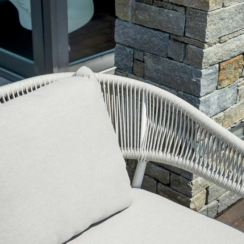 Utomhusvardagsrum med rundade dynor och armstöd - Zenith Viadurini