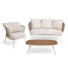 Utomhuslounge med aluminiumram och ryggstöd i rep - Skyline Viadurini