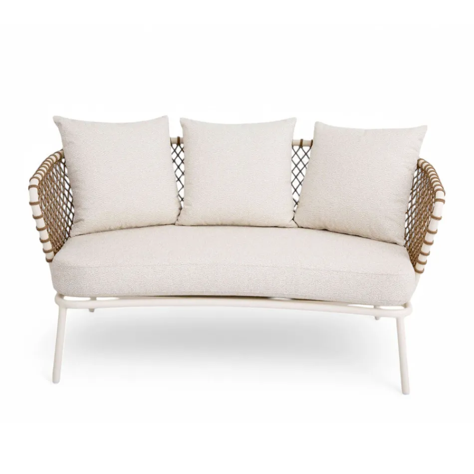 Utomhuslounge med aluminiumram och ryggstöd i rep - Skyline Viadurini