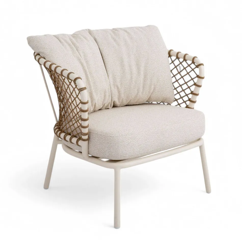 Utomhuslounge med aluminiumram och ryggstöd i rep - Skyline Viadurini