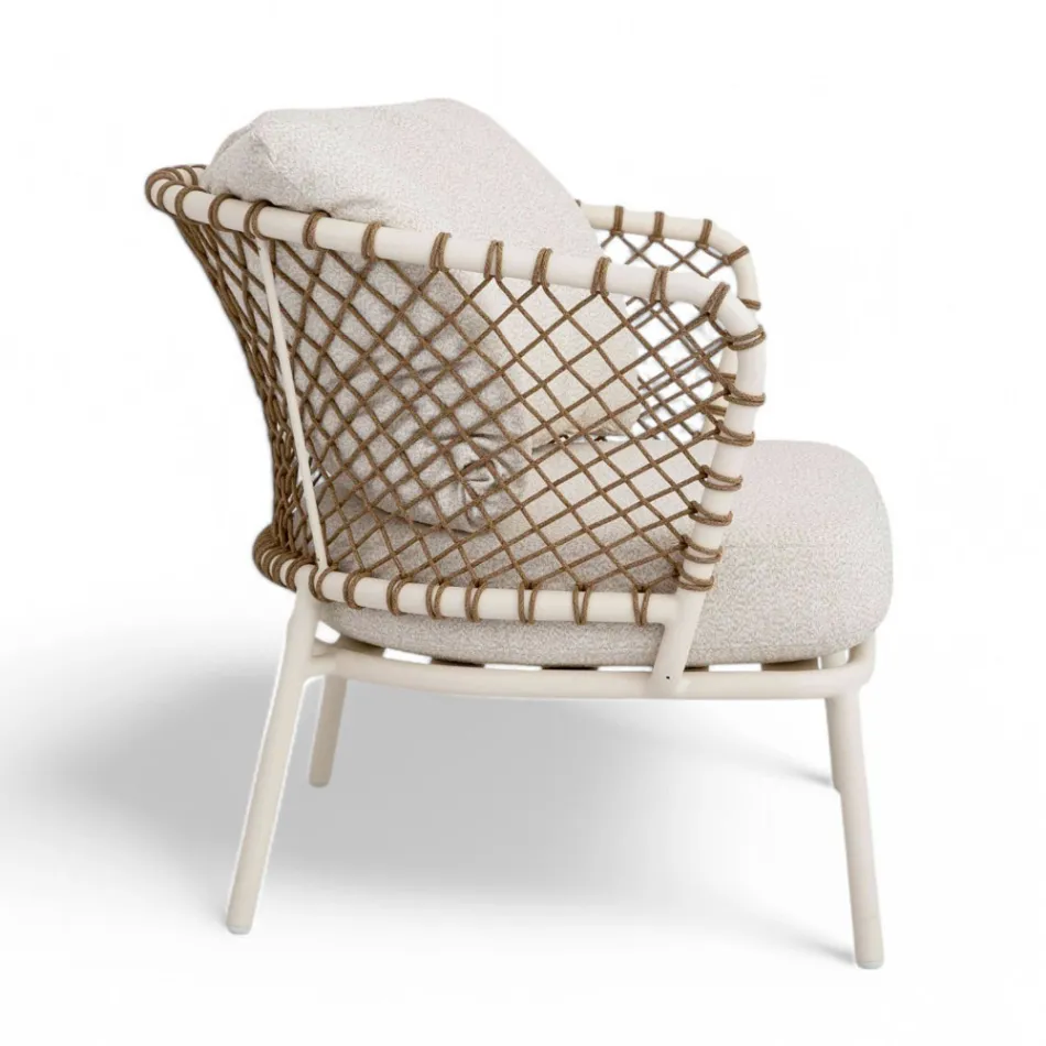 Utomhuslounge med aluminiumram och ryggstöd i rep - Skyline Viadurini