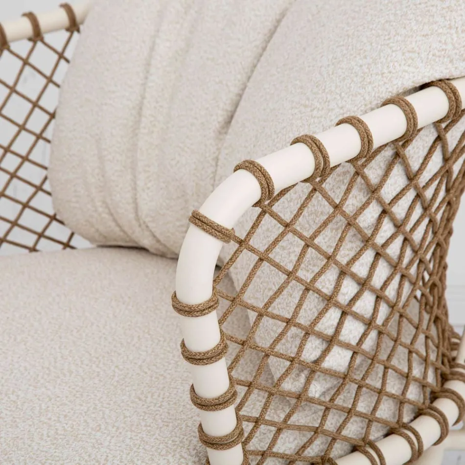 Utomhuslounge med aluminiumram och ryggstöd i rep - Skyline Viadurini