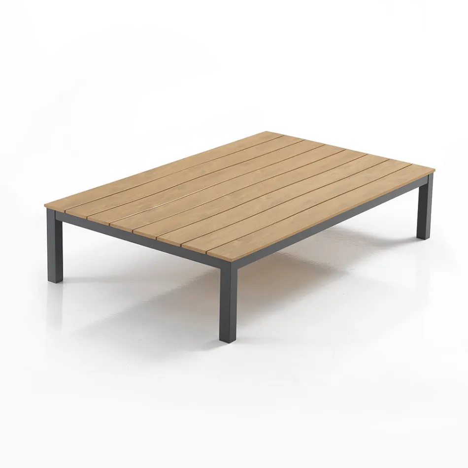 Vardagsrum utomhus och inomhus som består av 1 hörnsoffa och 1 soffbord - Savoir Viadurini