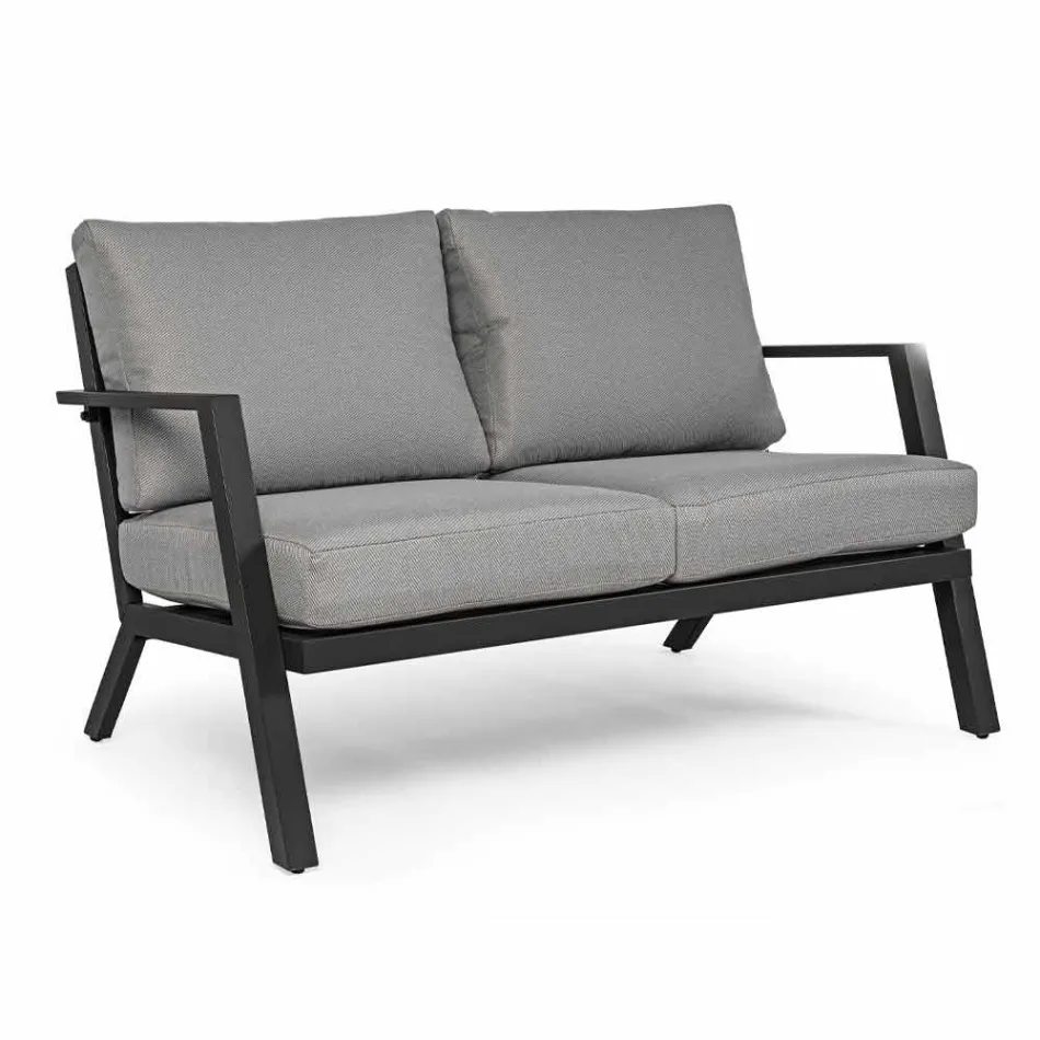 Uteservering i aluminium med kuddar täckta i tyg - Armonia Viadurini