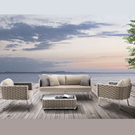 Outdoor Lounge i aluminium och vävt tyg - Reda Viadurini