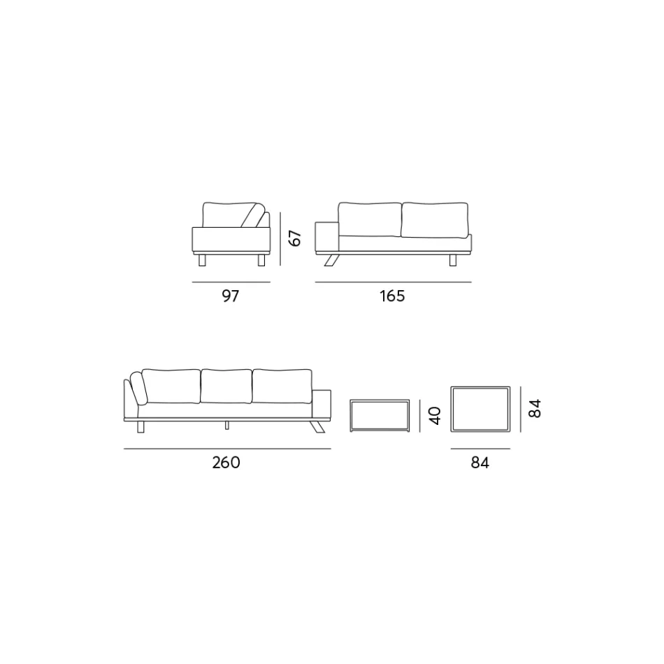 Outdoor Lounge i svart aluminium med keramiskt soffbord - Ghislain Viadurini