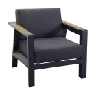 Utomhuslounge i aluminium med detaljer i brasiliansk teak - Diary Viadurini