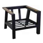 Utomhuslounge i aluminium med detaljer i brasiliansk teak - Diary Viadurini