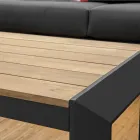 Utomhuslounge i aluminium med detaljer i brasiliansk teak - Diary Viadurini