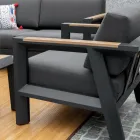 Utomhuslounge i aluminium med detaljer i brasiliansk teak - Diary Viadurini