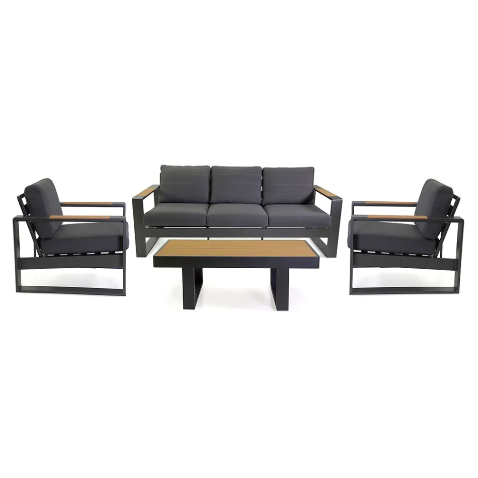 Uteservering av aluminium och armstöd av polywood - City Viadurini