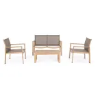 Trädgårdslounge med 1 soffa, 2 fåtöljer och 1 soffbord - Plan Viadurini