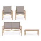 Trädgårdslounge med 1 soffa, 2 fåtöljer och 1 soffbord - Plan Viadurini