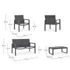 Trädgårdslounge med 1 soffa, 2 fåtöljer och 1 soffbord - Plan Viadurini
