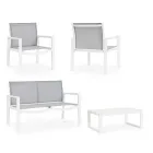 Trädgårdslounge med 1 soffa, 2 fåtöljer och 1 soffbord - Plan Viadurini