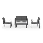 Trädgårdslounge med 1 soffa, 2 fåtöljer och 1 soffbord - Plan Viadurini