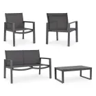 Trädgårdslounge med 1 soffa, 2 fåtöljer och 1 soffbord - Plan Viadurini