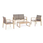 Trädgårdslounge med 1 soffa, 2 fåtöljer och 1 soffbord - Plan Viadurini