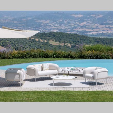Trädgårdslounge med 1 soffa och 2 fåtöljer Made in Italy - Planter Viadurini