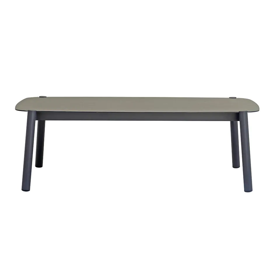 Trädgårdslounge med 2 fåtöljer, 1 soffa och 1 aluminiumbord - Minni Viadurini