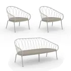 Trädgårdslounge med 2 fåtöljer och 1 2-sits soffa Made in Italy - Fontana Viadurini