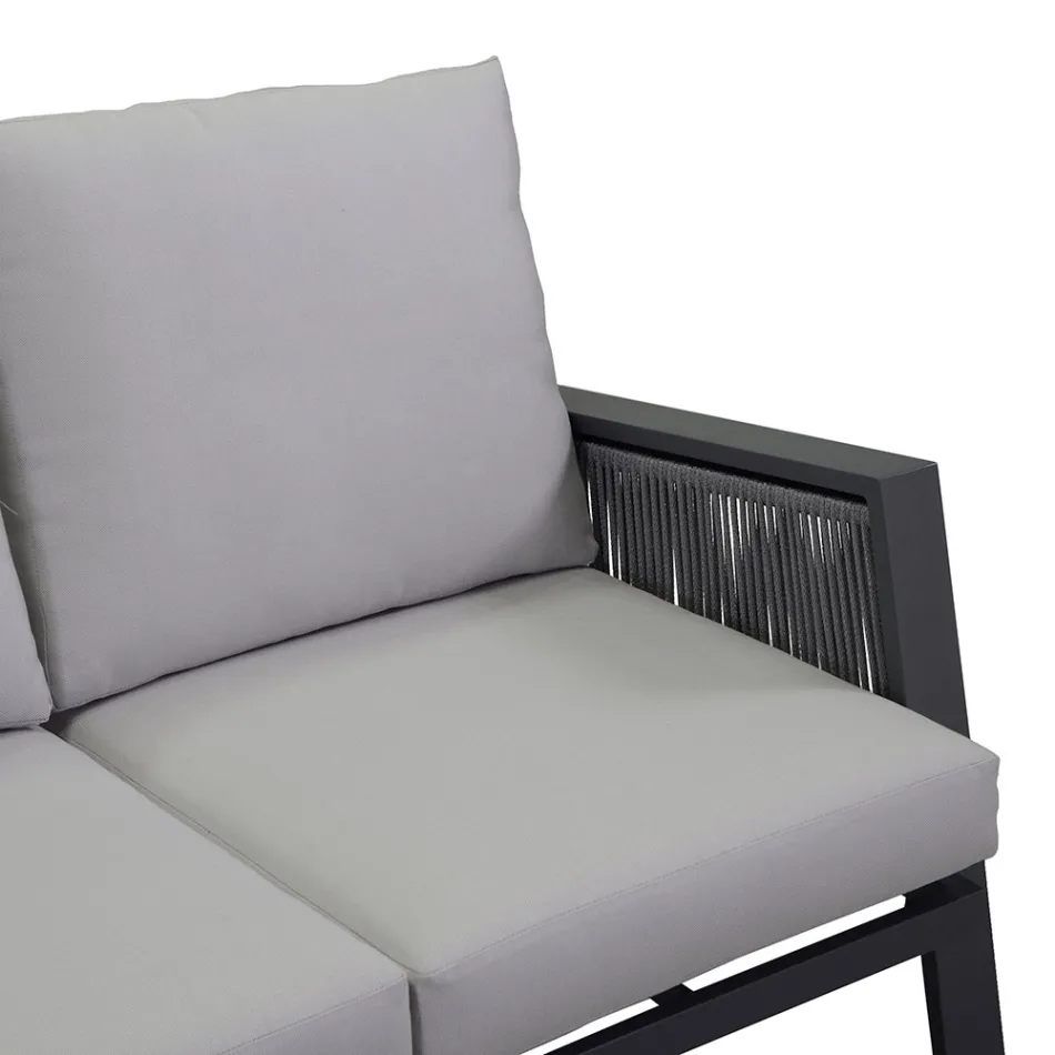 Trädgårdslounge med soffa och soffbord i aluminium - Label Viadurini