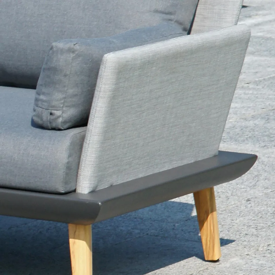 Trädgårdslounge med antracitgrå aluminiumstruktur - Fouquer Viadurini