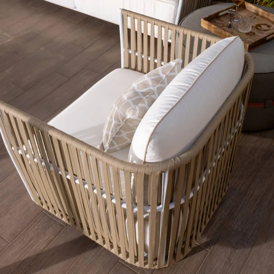 Garden Lounge i vitt aluminium och tyg - Eugene Viadurini