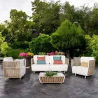 Garden Lounge i vitt aluminium och tyg - Eugene Viadurini