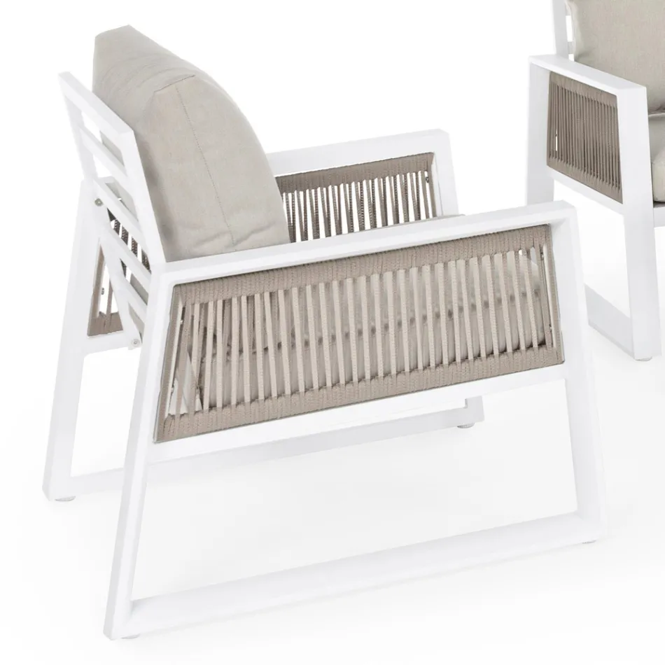 Garden Lounge i vit eller svart aluminiumdesign - Milk Rain Viadurini