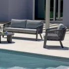 Smeria trädgårdsloungegrupp i aluminium och vävt rep med dynor Viadurini