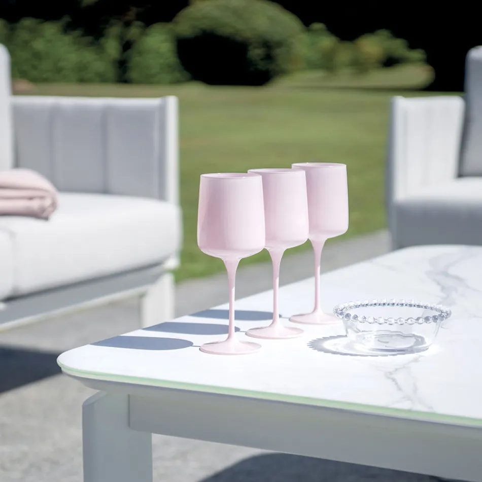 Trädgårdsloungegrupp i aluminium och tyg med dynor - Vetra Viadurini